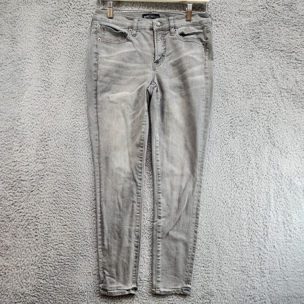 J. Crew Mercantile Jeans Women 28 Gray Denim Cotton Mid Rise Tapered Leg Zip Fly